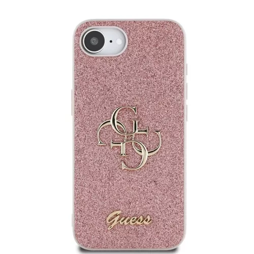 Guess PU Fixed Glitter 4G Metal Logo tok iPhone 16e készülékhez rózsaszín