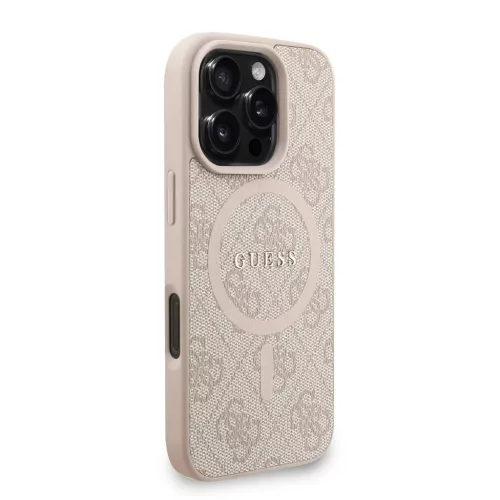 Guess PU Leather 4G Colored Ring Strap MagSafe tok iPhone 16 Pro Max készülékhez rózsaszín