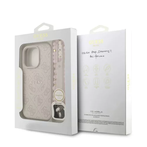 Guess PU Leather 4G Colored Ring Strap MagSafe tok iPhone 16 Pro Max készülékhez rózsaszín