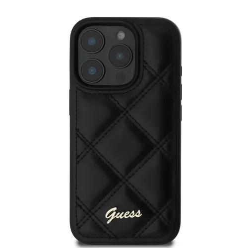 Guess PU bőr quilted tok iPhone 16 Pro Max készülékhez fekete