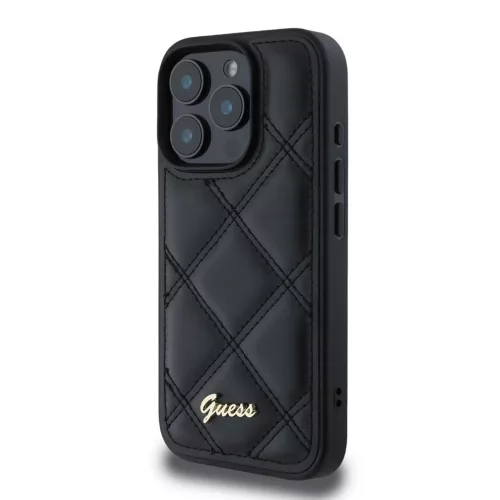 Guess PU bőr quilted tok iPhone 16 Pro Max készülékhez fekete