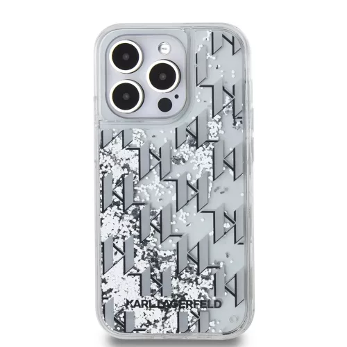Karl Lagerfeld Liquid Glitter Monogram Gradient tok iPhone 14 Pro Max készülékhez fehér