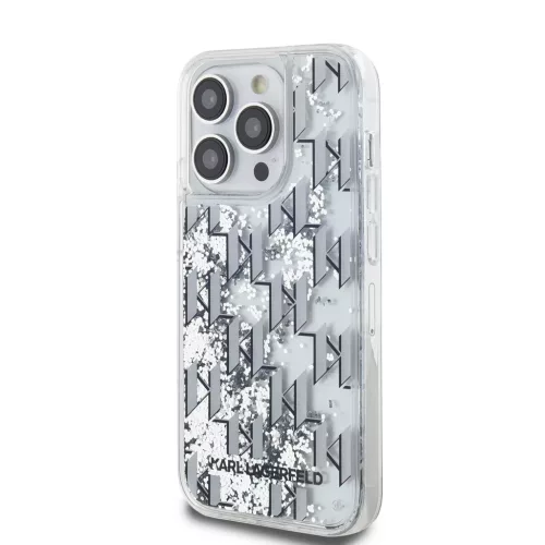 Karl Lagerfeld Liquid Glitter Monogram Gradient tok iPhone 14 Pro Max készülékhez fehér