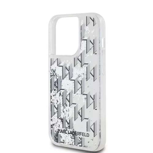 Karl Lagerfeld Liquid Glitter Monogram Gradient tok iPhone 14 Pro Max készülékhez fehér