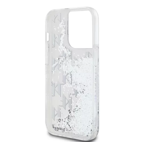 Karl Lagerfeld Liquid Glitter Monogram Gradient tok iPhone 14 Pro Max készülékhez fehér