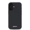 DKNY PU Leather Silver Metal Logo MagSafe tok iPhone 16 Plus készülékhez fekete
