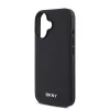 DKNY PU Leather Silver Metal Logo MagSafe tok iPhone 16 Plus készülékhez fekete