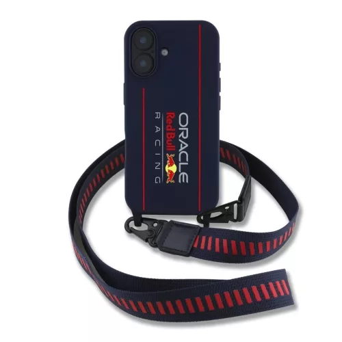 Red Bull Silicone Vertical Logo MagSafe tok + vállpánt iPhone 16 készülékhez tengerészkék
