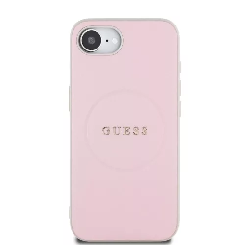 Guess PU Grained Classic Logo MagSafe tok iPhone 16e készülékhez rózsaszín