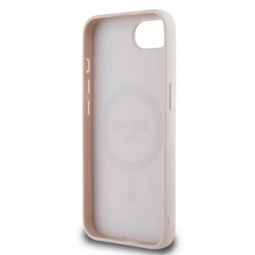 Guess PU Grained Classic Logo MagSafe tok iPhone 16e készülékhez rózsaszín