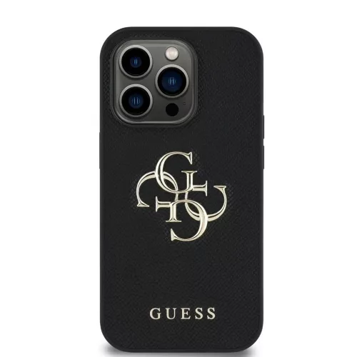 Guess PU Grained 4G Metal Logo tok iPhone 13 Pro készülékhez fekete