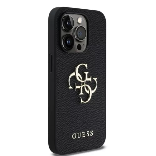 Guess PU Grained 4G Metal Logo tok iPhone 13 Pro készülékhez fekete