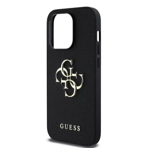 Guess PU Grained 4G Metal Logo tok iPhone 13 Pro készülékhez fekete