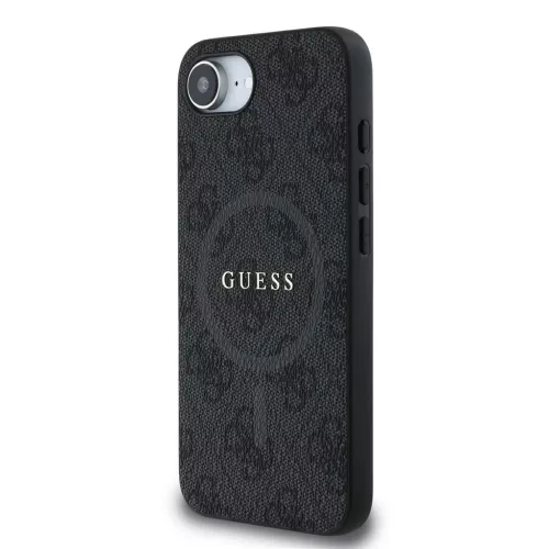 Guess PU bőr 4G Colored Ring MagSafe tok iPhone 16e/17e készülékhez fekete