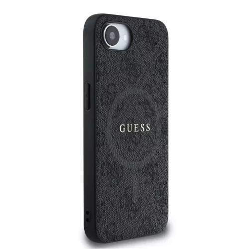 Guess PU bőr 4G Colored Ring MagSafe tok iPhone 16e/17e készülékhez fekete