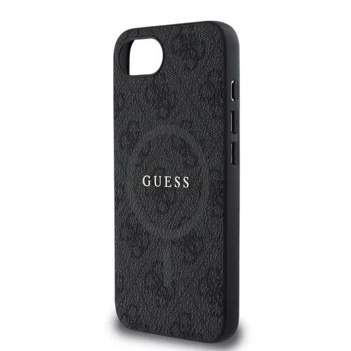 Guess PU bőr 4G Colored Ring MagSafe tok iPhone 16e/17e készülékhez fekete