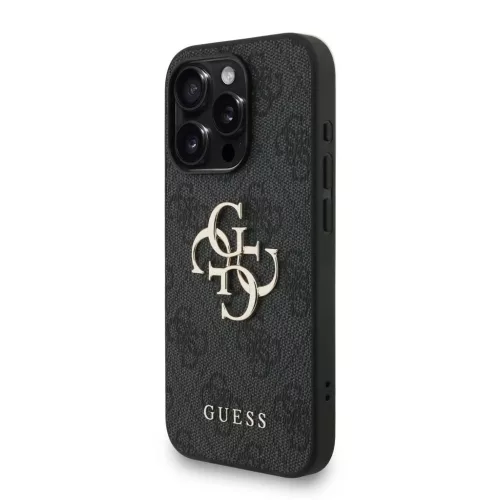 Guess PU 4G Metal Logo Strap tok iPhone 15 Pro Max készülékhez fekete