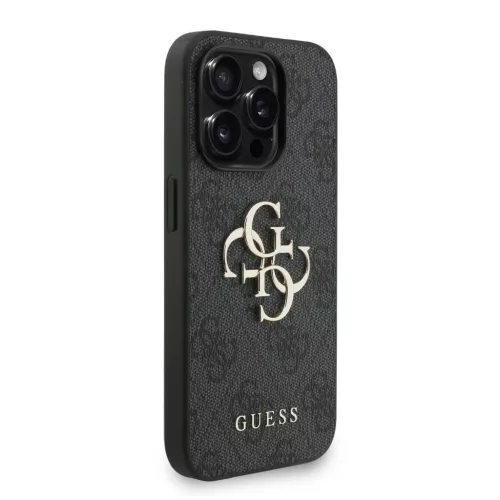 Guess PU 4G Metal Logo Strap tok iPhone 15 Pro Max készülékhez fekete