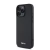 DKNY PU bőr Silver Metal Logo Magsafe tok iPhone 16 Pro Max készülékhez fekete