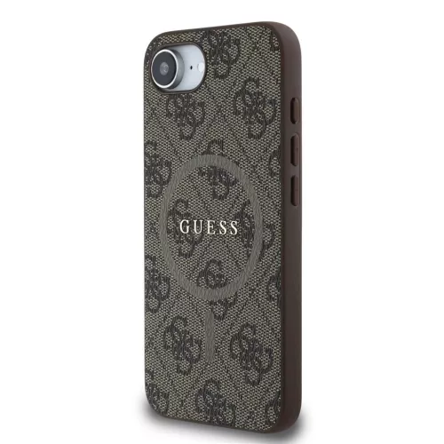 Guess PU bőr 4G Colored Ring MagSafe tok iPhone 16e/17e készülékhez barna