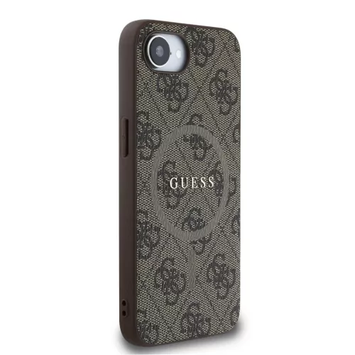 Guess PU bőr 4G Colored Ring MagSafe tok iPhone 16e készülékhez barna