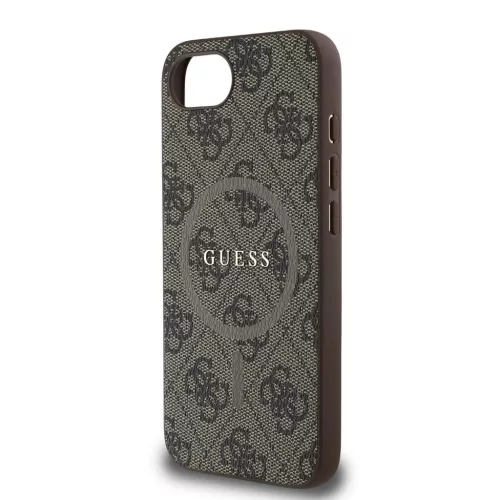 Guess PU bőr 4G Colored Ring MagSafe tok iPhone 16e készülékhez barna