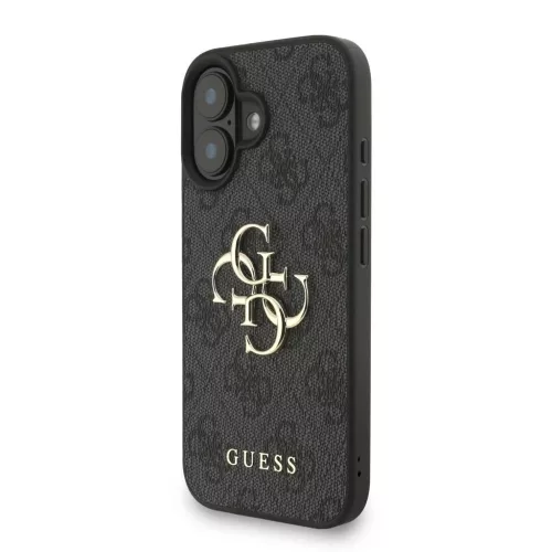 Guess PU 4G Metal Logo Strap tok iPhone 16 készülékhez fekete