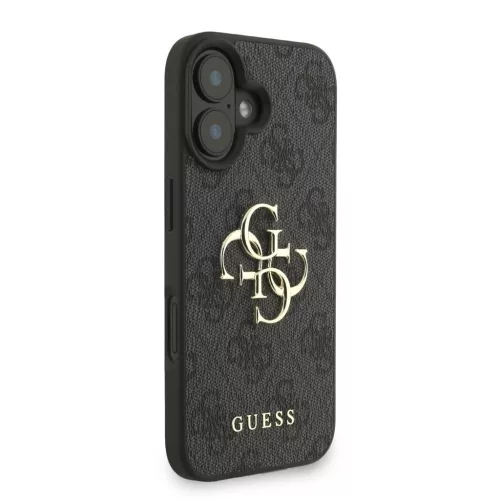 Guess PU 4G Metal Logo Strap tok iPhone 16 készülékhez fekete