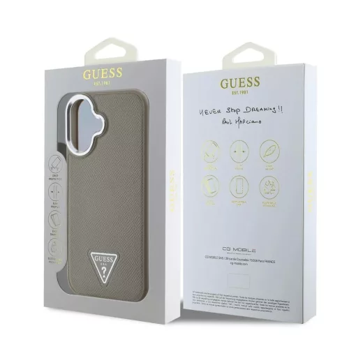 Guess PU Grained Triangle Logo tok iPhone 16 készülékhez barna