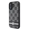 DKNY PU Leather Checkered Pattern and Stripe tok iPhone 16 készülékhez fekete