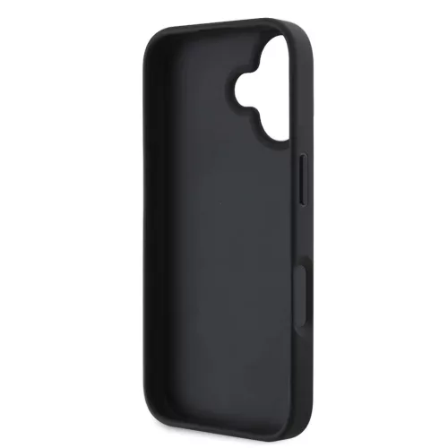 DKNY PU Leather Checkered Pattern and Stripe tok iPhone 16 készülékhez fekete
