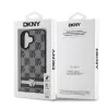 DKNY PU Leather Checkered Pattern and Stripe tok iPhone 16 készülékhez fekete