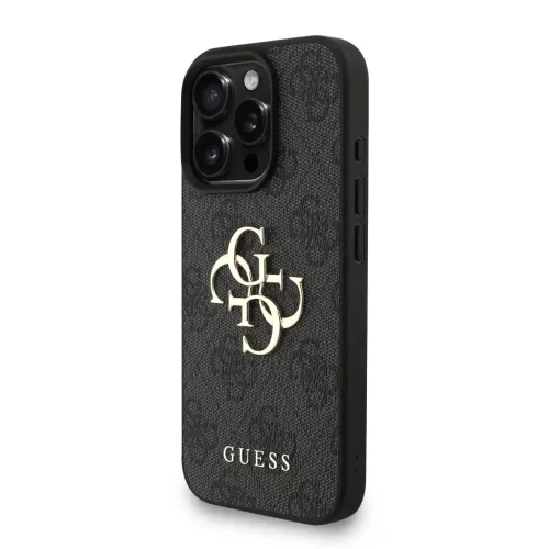 Guess PU 4G Metal Logo Strap tok iPhone 16 Pro Max készülékhez fekete