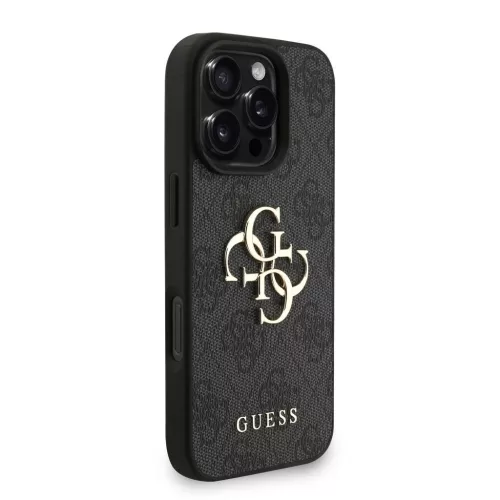 Guess PU 4G Metal Logo Strap tok iPhone 16 Pro Max készülékhez fekete