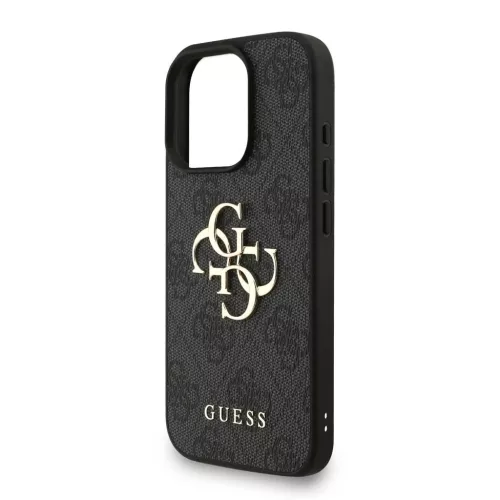 Guess PU 4G Metal Logo Strap tok iPhone 16 Pro Max készülékhez fekete