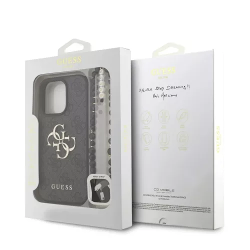 Guess PU 4G Metal Logo Strap tok iPhone 16 Pro Max készülékhez fekete