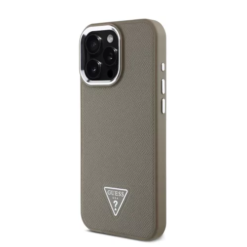 Guess PU Grained Triangle Logo tok iPhone 16 Pro Max készülékhez barna