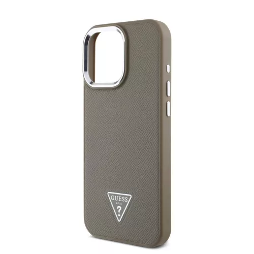 Guess PU Grained Triangle Logo tok iPhone 16 Pro Max készülékhez barna