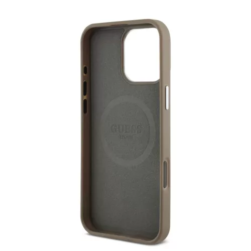 Guess PU Grained Triangle Logo tok iPhone 16 Pro Max készülékhez barna