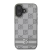 DKNY PU Leather Checkered Pattern and Stripe tok iPhone 16 készülékhez bézs