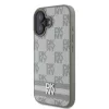 DKNY PU Leather Checkered Pattern and Stripe tok iPhone 16 készülékhez bézs