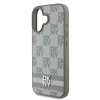 DKNY PU Leather Checkered Pattern and Stripe tok iPhone 16 készülékhez bézs