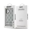 DKNY PU Leather Checkered Pattern and Stripe tok iPhone 16 készülékhez bézs