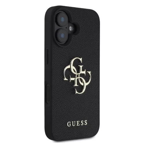 Guess PU Grained 4G Metal Logo tok iPhone 16 készülékhez fekete
