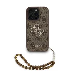   Guess PU 4G Metal Logo Strap tok iPhone 16 Pro készülékhez barna