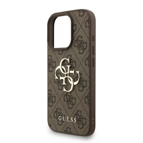 Guess PU 4G Metal Logo Strap tok iPhone 16 Pro készülékhez barna