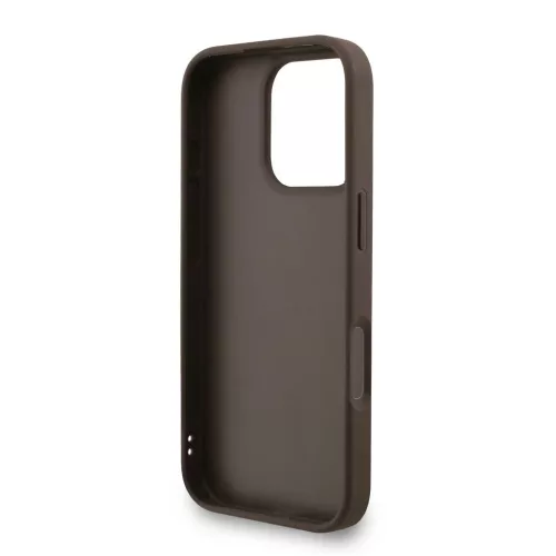 Guess PU 4G Metal Logo Strap tok iPhone 16 Pro készülékhez barna