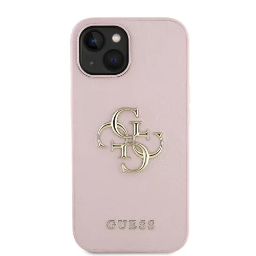Guess PU Grained 4G Metal Logo tok iPhone 15 készülékhez rózsaszín