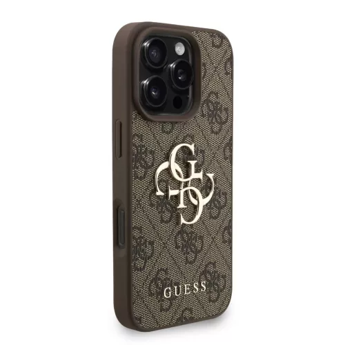 Guess PU 4G Metal Logo Strap tok iPhone 16 Pro Max készülékhez barna