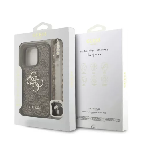 Guess PU 4G Metal Logo Strap tok iPhone 16 Pro Max készülékhez barna